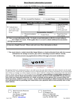 Allied Community Resources Direct Deposit Form