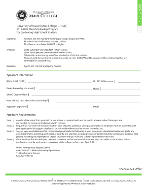 University of Hawai&#039;i Maui College UHMC Applicant Seabury Hall  Form