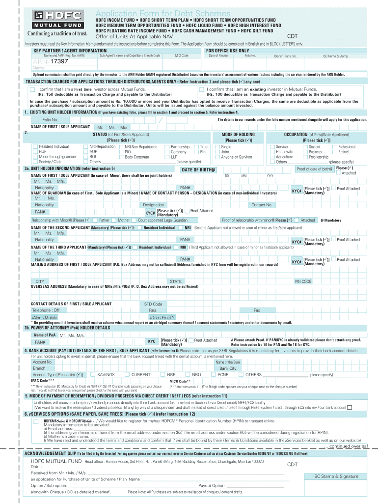 Application Form for Debt Schemes Motilal Oswal