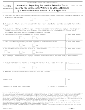 Information Regarding Request for Refund of Social Security Tax