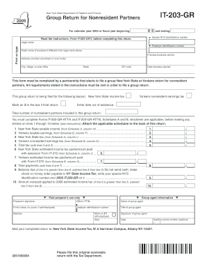 This Form Must Be Completed by a Partnership that Elects to File a Group New York State or Yonkers Return for Nonresident Partne