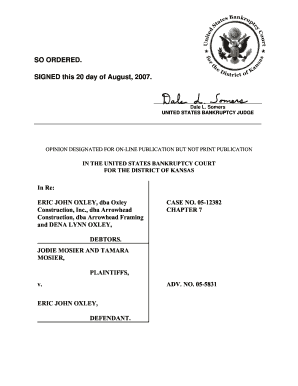 05 05831 Mosier Et Al V Oxley US Bankruptcy Court Ksb Uscourts  Form