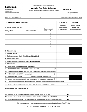 Multiple Tax Rate Schedule L City of Port Huron Porthuron  Form