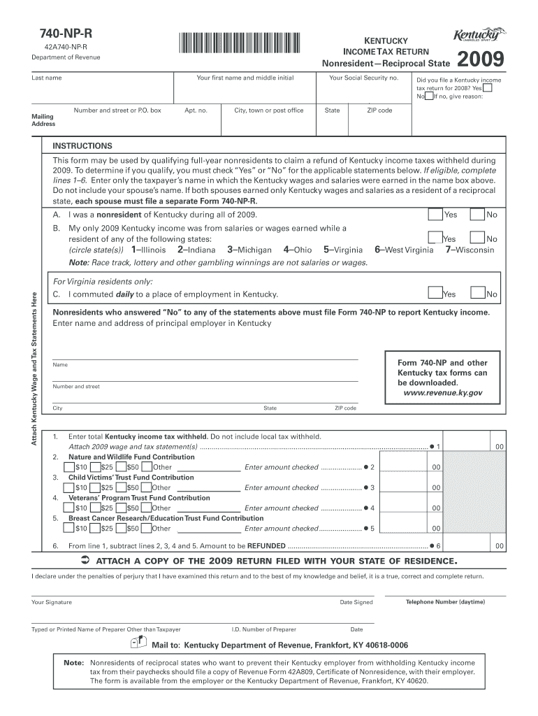 740 NP R *0900020007* 42A740 NP R Department of Revenue Last Name Your First Name and Middle Initial Mailing Address Number and   Form