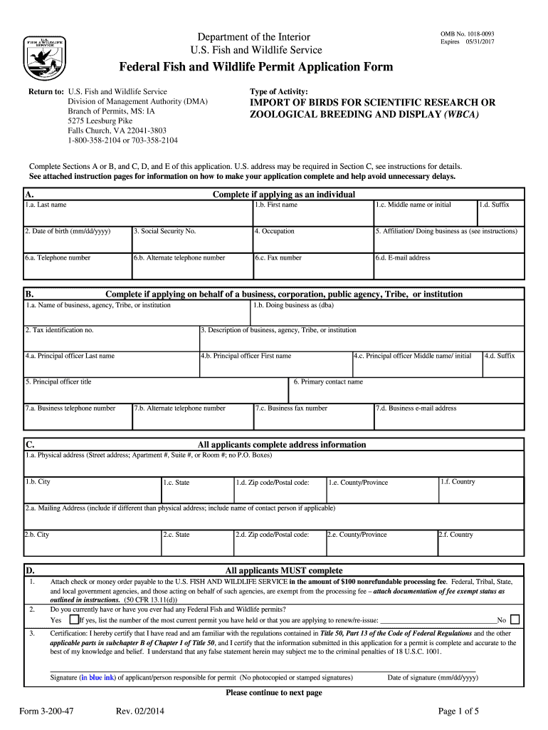 3 200 47 U S Fish and Wildlife Service Fws  Form