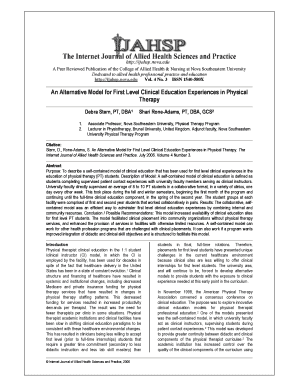 An Alternative Model for First Level Clinical Education Experiences in Physical Therapy an Alternative Model for First Level Cli  Form