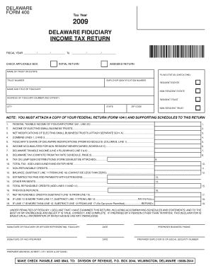 DELAWARE FIDUCIARY INCOME TAX RETURN Division of Revenue Delaware  Form