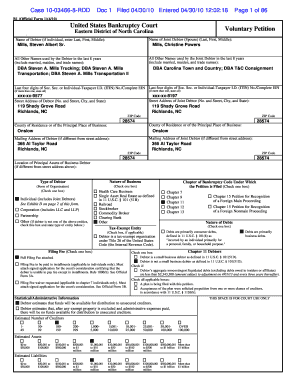 Bankruptcy Forms Mills, Steven Albert Sr &amp; Christine Powers George Mason Oliver 26587