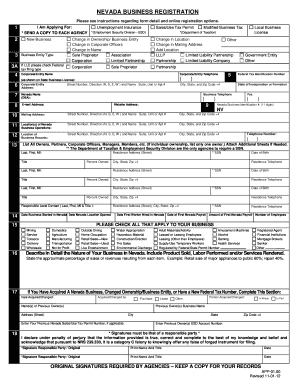 NEVADA BUSINESS REGISTRATION FORM Clark County Nevada Clarkcountynv