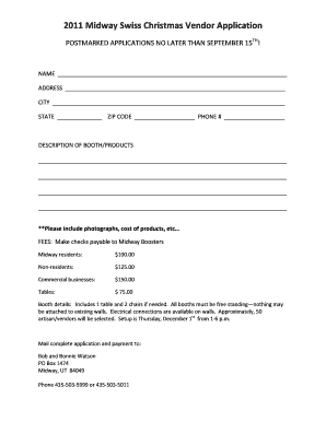Midway Swiss Christmas Vendor Application Midway Christmas  Form