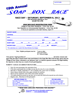 Soap Box Registration Form DOC Eastaltonvillage