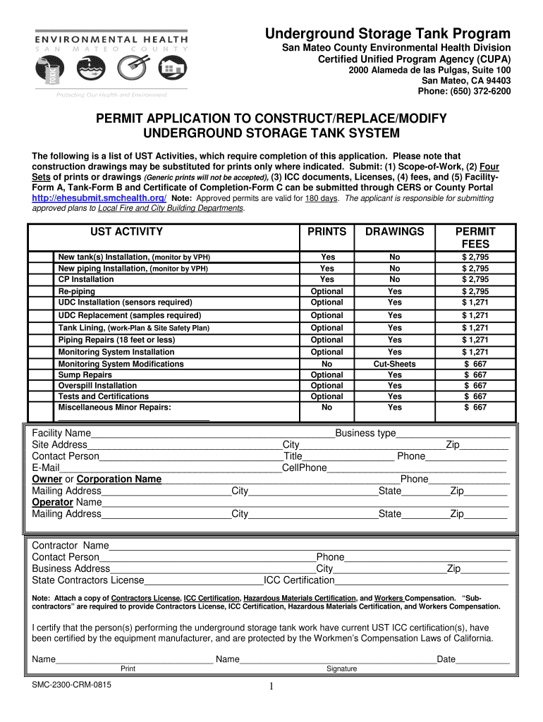 San Mateo County Division of Environmental Health  Form