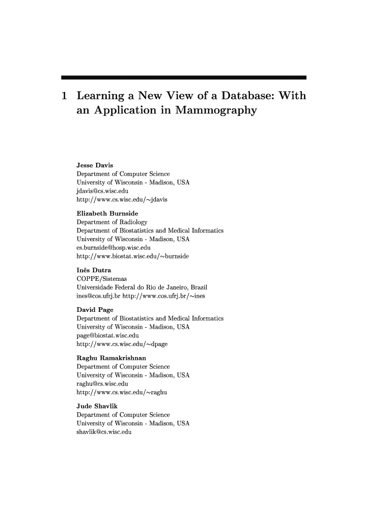 1 Learning a New View of a Database with an Application in Biostat Wisc  Form