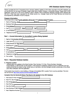 Database Update Change Arc  Form