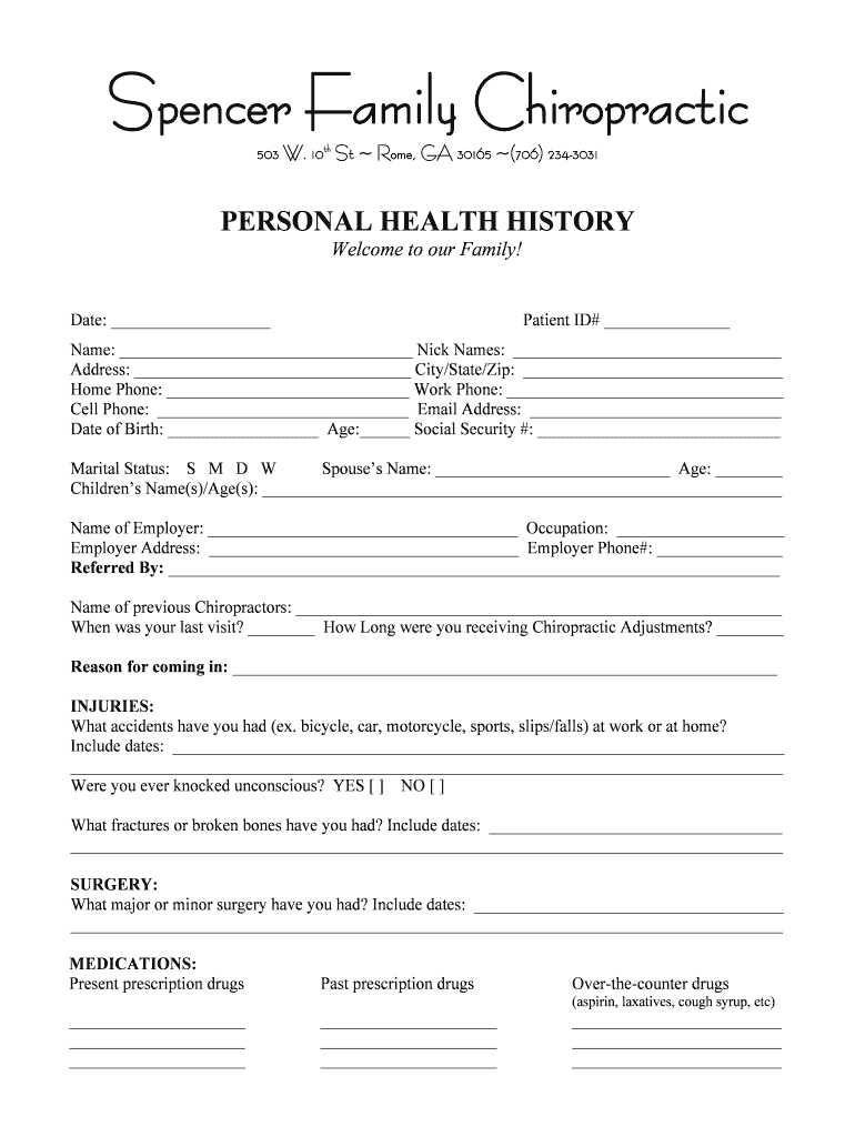 Health Care Authorization Form Spencer Family Chiropractic