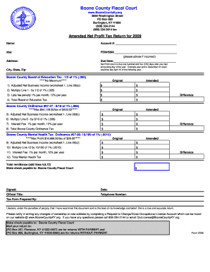 Boone County Ky Net Profit Tax Return Amended Form 2020