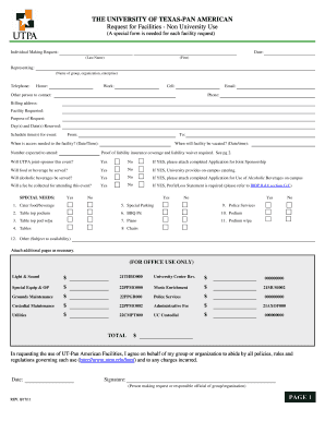 The UNIVERSITY of TEXAS PAN AMERICAN Request for  Form