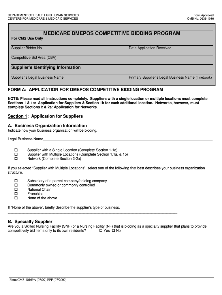 Medicare Dmepos Competitive Bidding Program CBIC  Form