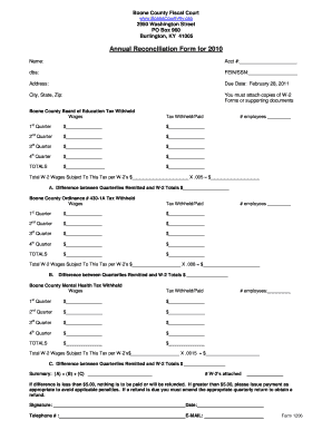 Annual Reconciliation Boone County Fiscal Court Boonecountyky  Form