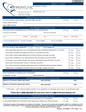 AWAC Form Frontline Processing