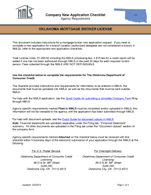 OKLAHOMA MORTGAGE BROKER LICENSE Company New  Form