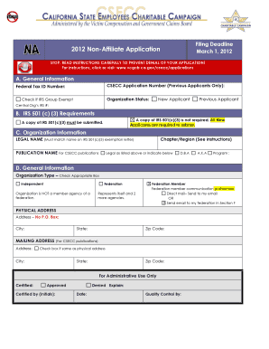 Non Affiliate Application &amp; Mailing Instructions  Form