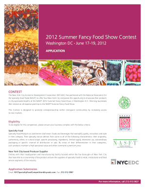 Summer Fancy Food Show Application NYCEDC  Form
