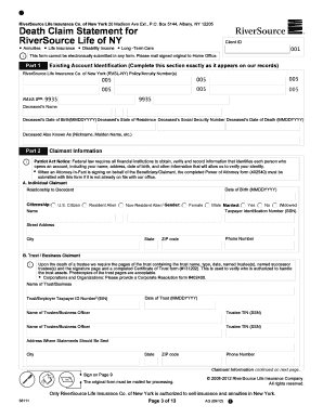 Riversource Death Claim Form 38111