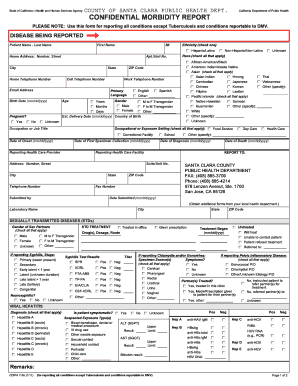 Confidential Morbidity Report for Santa Clara County  Form