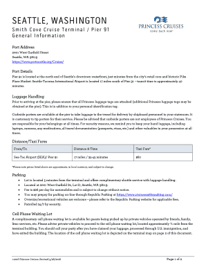 Smith Cove Cruise Terminal Pier 91  Form
