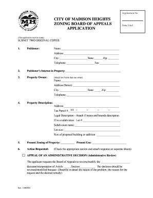 The Following Checklist Outlines the ZBA Application Process Madison Heights  Form