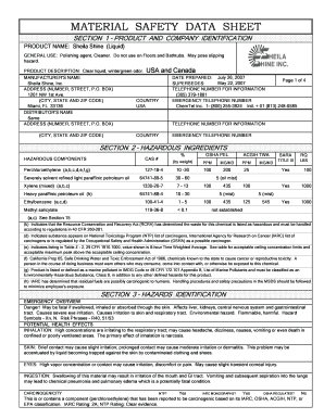 Sheila Shine Msds  Form