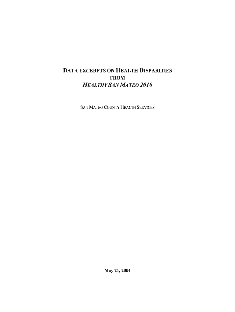 Data Excerpts on Health Disparities from San Mateo Health System Smchealth  Form