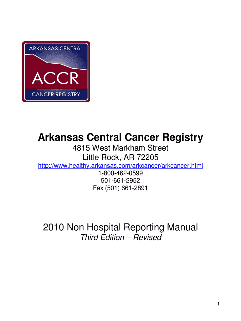 Arkansas Cancer Registry Arkansas Department of Health State  Form