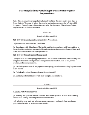 State Regulations Pertaining to DisasterEmergency  Form