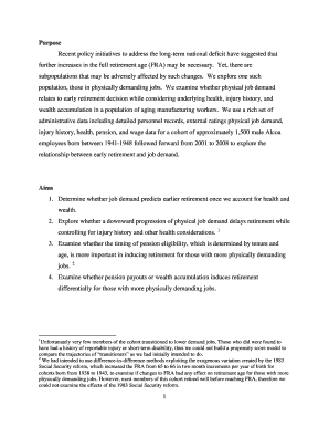 Job Demand and Early Retirement Center for Retirement Research  Form