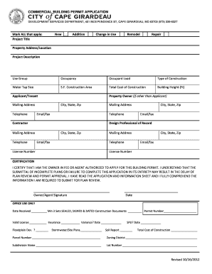 Commercial Building Permit Application City of Cape Girardeau Cityofcapegirardeau  Form