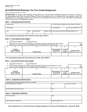 MICHIGAN Business Tax Film Credit State of Michigan Michigan  Form