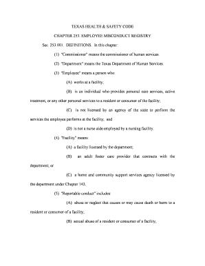 TEXAS HEALTH &amp; SAFETY CODE  Form