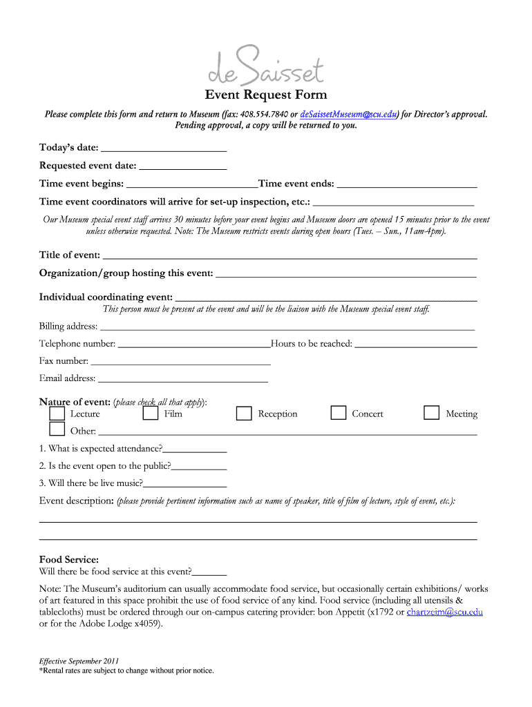 Event Request Form Santa Clara University