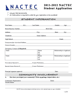 NACTEC Student Application STAFF REFERRAL Nacteconline  Form
