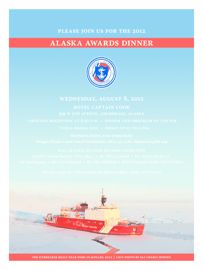 Coast Guard Foundation Alaska Awards Dinner Wednesday Coastguardfoundation  Form