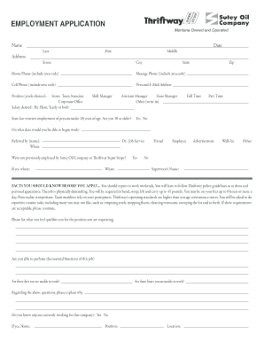 Thriftway Application  Form