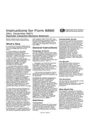 Instructions for Form 8886 Rev December Instructions for Form 8886, Reportable Transaction Disclosure Statement