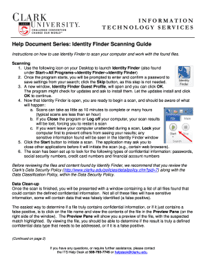 Help Document Series Identity Finder Scanning Guide Clarku  Form