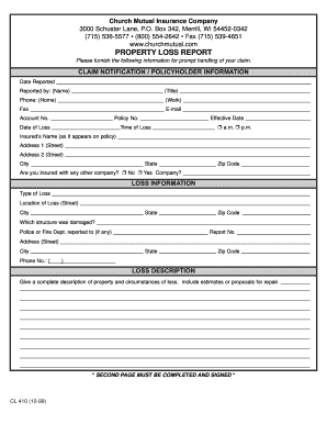 PROPERTY LOSS REPORT Rmcumc  Form