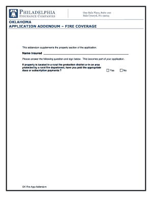 Oklahoma Fire Application Addendum DOC  Form