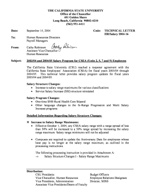 Subject 04 and 05 Salary Program for CSEA Units 2, 5, 7 and 9 Employees Calstate  Form