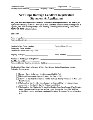 Landlord Registration Statement  Form