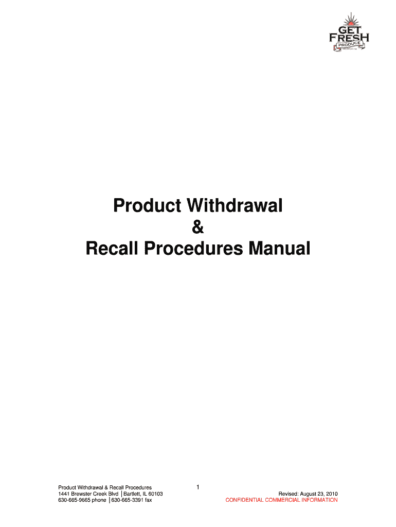 Product Withdrawal  Form